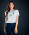 Floral Embroidered Notched Collar Top